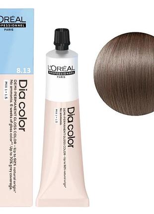 Безаммиачная краска тонирующая l'oreal professionnel paris на щелочной основе dia color 8.13 блондин бежевый 60 мл