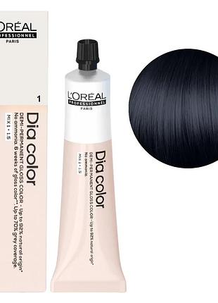Безаммиачная краска тонирующая l'oreal professionnel paris на щелочной основе dia color 1 черный 60 мл