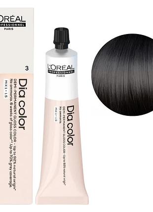 Безаммиачная краска тонирующая l'oreal professionnel paris на щелочной основе dia color 3 темно-коричневый 60 мл