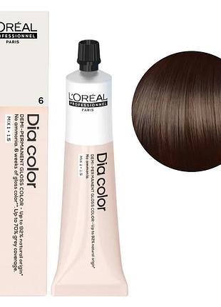 Безаміачна фарба тонувальна l'oreal professionnel paris на лужній основі dia color 6 темний русявий 60 мл