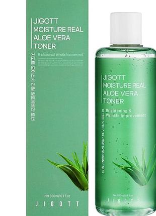 Освіжальний тонер з екстрактом алое вера - jigott moisture real aloe vera toner 300ml