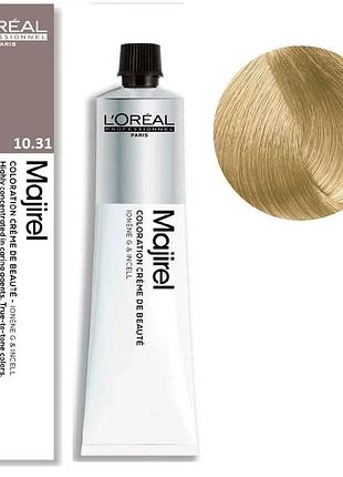 Фарба для волосся l'oreal professionnel paris стійка majirel 10.31 екстра-світлий блондин золотисто-попелястий 60 мл