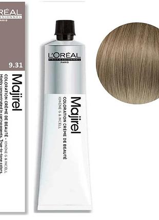 Фарба для волосся l'oreal professionnel paris стійка majirel 9.31 дуже світлий блондин золотисто-попелястий 60 мл