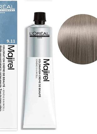 Краска для волос l'oreal professionnel paris стойкая majirel 9.11 дуже світлий блондин попелястий інтенсивний 60 мл
