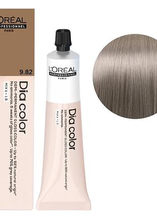 Безаммиачная краска тонирующая l'oreal professionnel paris на щелочной основе dia color 9.82 очень светлый блондин мокка ирис 60 мл