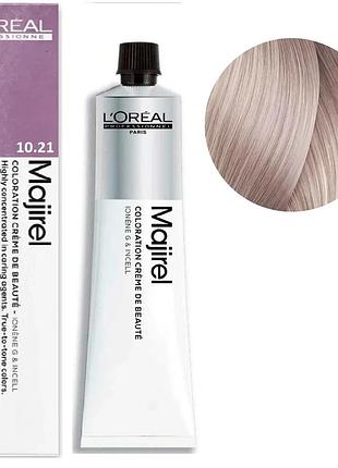 Фарба для волосся l'oreal professionnel paris стійка majirel 10.21 екстра-світлий блондин фіолетово-попелястий 60 мл