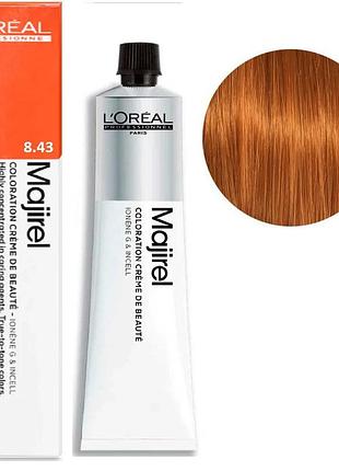 Фарба для волосся l'oreal professionnel paris стійка majirel 8.43 світлий блондин мідно-золотистий 60 мл