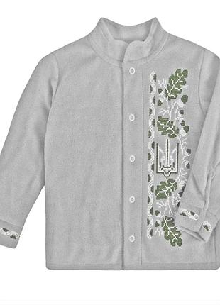 Флісова вишита сорочка для хлопчика сіра дубок 110