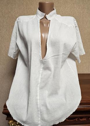 Стильная белая блуза zadig &amp; voltaire в стиле бохо / муслиновая рубашка жатка