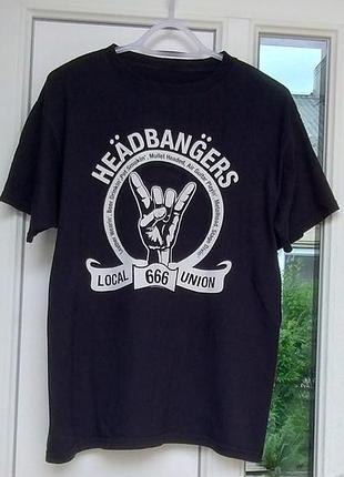 Редкая футболка мужская рок группы headbangers, размер л.