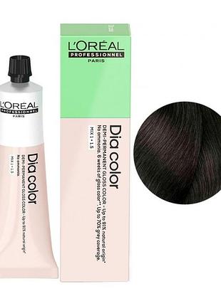 Безаміачна фарба тонувальна l'oreal professionnel paris на лужній основі dia color 5.71 світлий каштановий матовий попелястий 60 мл