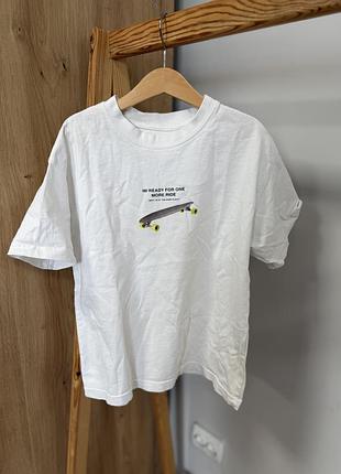 Дитяча біла футболка zara 130 8 9 років біла футболка для хлопчика