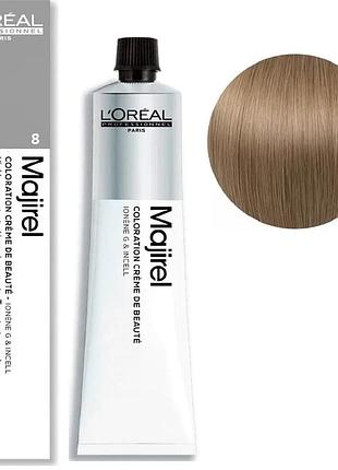 Краска для волос l'oreal professionnel paris стойкая majirel 8 светлый натуральный блондин 60 мл