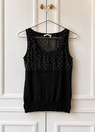 Чорна майка в горошок футболка zara bershka h&m
