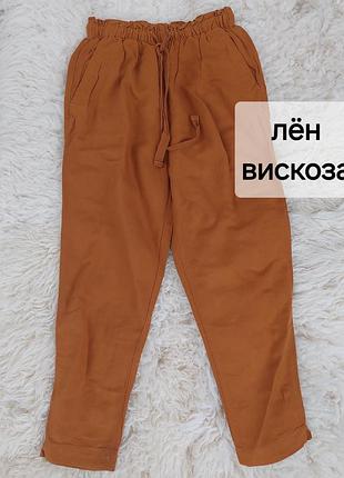 Укороченные штаны, брюки лён+вискоза, хс-с oysho