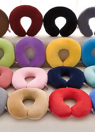 Подушка велюрова в дорогу. дорожня подушка. універсальна подушка для подорожей колір синій
