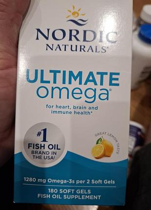 Nordic, омега кислоты с лимонным вкусом, 180 капсул (640 мгу капсулы)