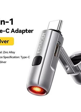 Зажигалка-прикуриватель металлический essager от смартфона/повербанка с type-c цвет-silver арт. 08744