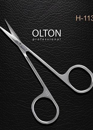 Olton ножницы для кутикулы 113 мм + чехол (кожа), шт