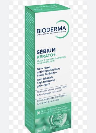 Гель-крем для обличчя bioderma sebium kerato+ проти акне та вугрових висипів, 30 мл