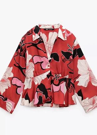 Сорочка укорочена з квітковим принтом zara,м