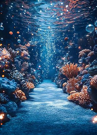 Фотосітка для огорожі та альтанки "море під водою", під ваш розмір (будь-які розміри) 5