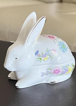 Шкатулка  фарфор , заяц , кролик, aynsley wild tudor , fine bone china,  england