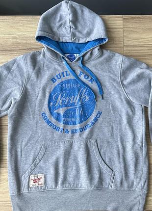 Сіре худі толстовка з капюшоном scruffs vintage, розмір m (унісекс / кенгуру)