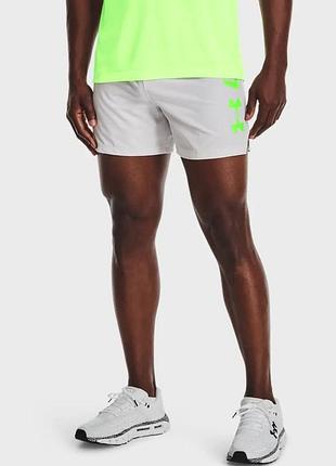 Under armour peak woven шорты мужские размер sm серые / неон