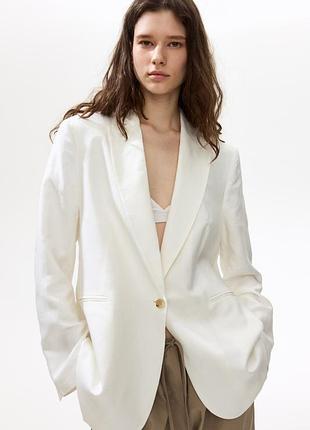 Білий піджак льон h&m жіночий с-м
