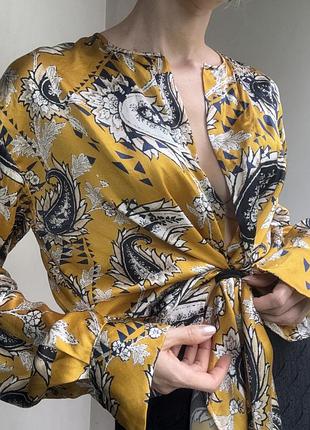 100% шовк. сучасна шовкова італійська блуза жовтого кольору
