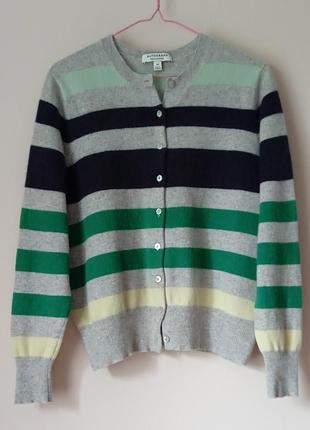 Кардиган жіночий сірий у кольорову смужку.m&s cashmere grey mix crew neck long sleeve cardigan.14.
