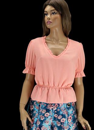 Брендовая кораллово-розовая блузка "topshop". размер uk10/eur38.