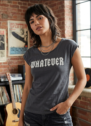 Сіра футболка "rock collection" з написом "whatever",