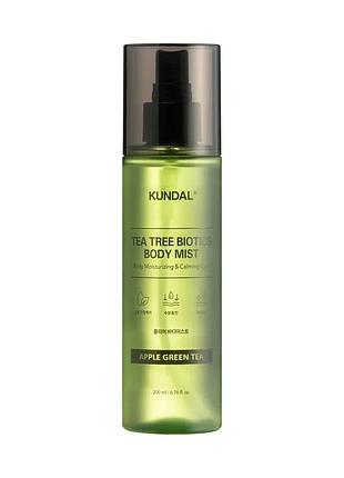 Спрей для тіла проти акне kundal tea tree & biotics body mist apple green tea 200ml