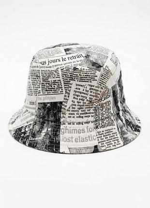 Стильна панама з газетним принтом / літній капелюх newspaper print