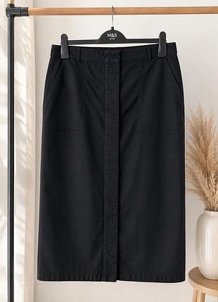 Название для объявления: юбка marks & spencer classic хлопковая черная миди прямая с карманами.