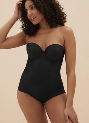 M&s 38d шикарний чорний безшовний боді утяжка корекція фігури