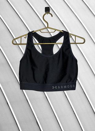 Жіночий чорний спортивний топ under armour s m оригінал бра для залу фітнесу андер армор стан ідеал 44 46 літній