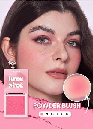 Пудровые румяна sheglam love dive tender heart powder blush - you're peachy (6103)