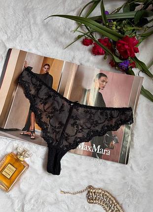 Спокусливі чорні трусики стринги сіточка мереживо bellissima xl l
