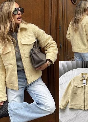 Жакет з вовни від zara в молочному колярі