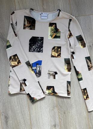 Лонгслів облягаючий  з картинками  zara