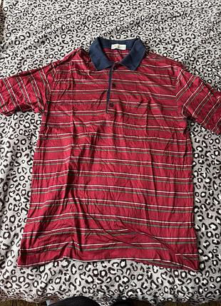 Aquascutum чоловіча футболка поло з коротким рукавом на ґудзиках в червоно зелену синю сріблу смужку