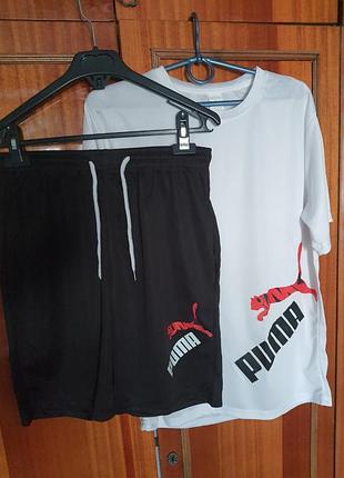 Puma летний стильный костюм шорты футболка