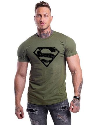 Футболка цвета хаки sport line с черным принтом superman