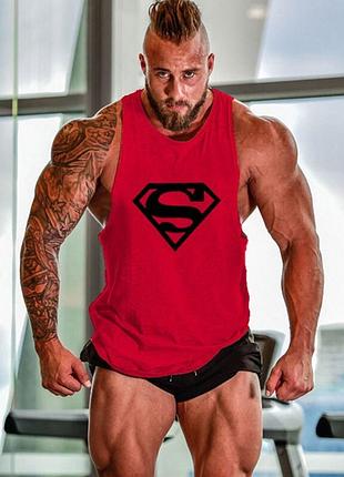 Мужская красная майка sport line со знаком superman