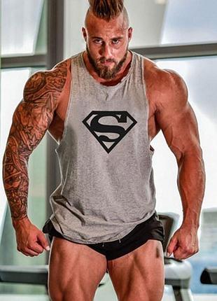 Спортивная майка серого цвета sport line с лого superman