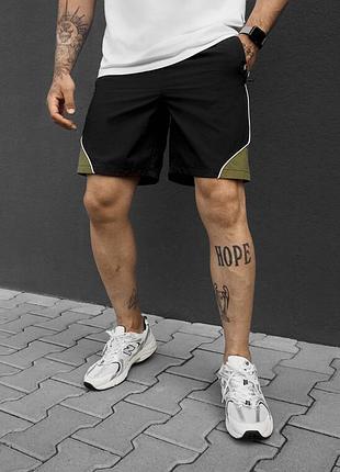 Чоловічі легкі пляжні шорти staff ste black & olive reflective