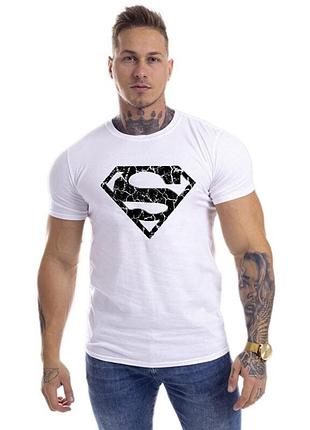 Мужская белая футболка sport line со знаком superman